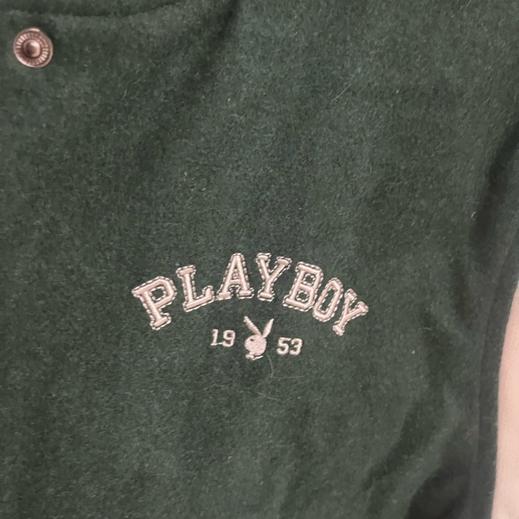 PLAYBOY Green and Cream Varsity Jacket - Picture 5 of 9